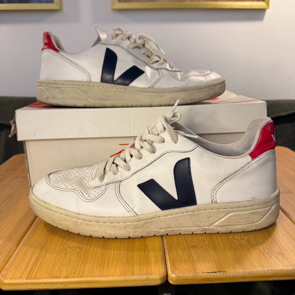 Veja V-10 Prime Leather White/Navy/Red Men's 11